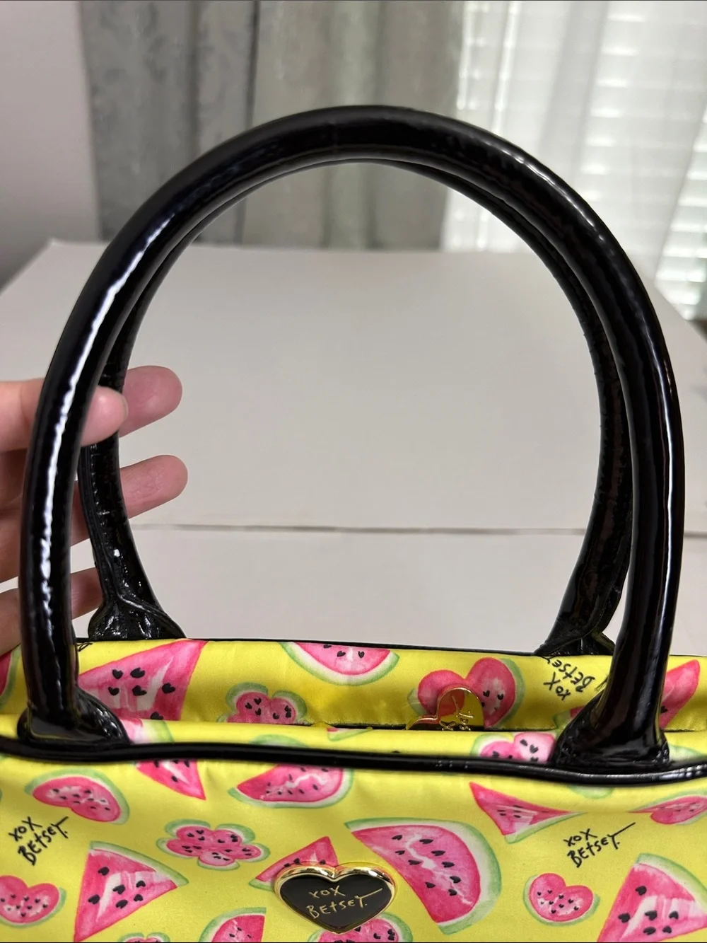 Betsey Johnson Yellow Pink Watermelon Cosmetic Bag Travel